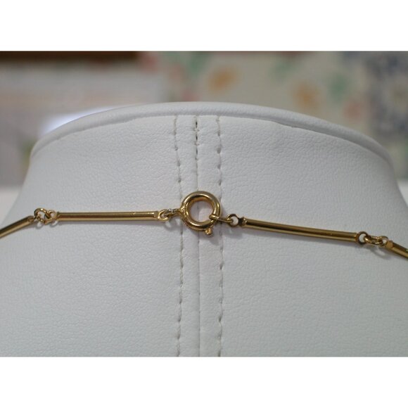 Vintage Millefiori Glass Bead Necklace With Gold-Tone Bar Links & Spring Ring - Picture 6 of 6